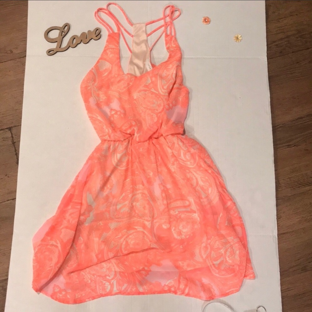 Lush Neon Coral paisley Dress